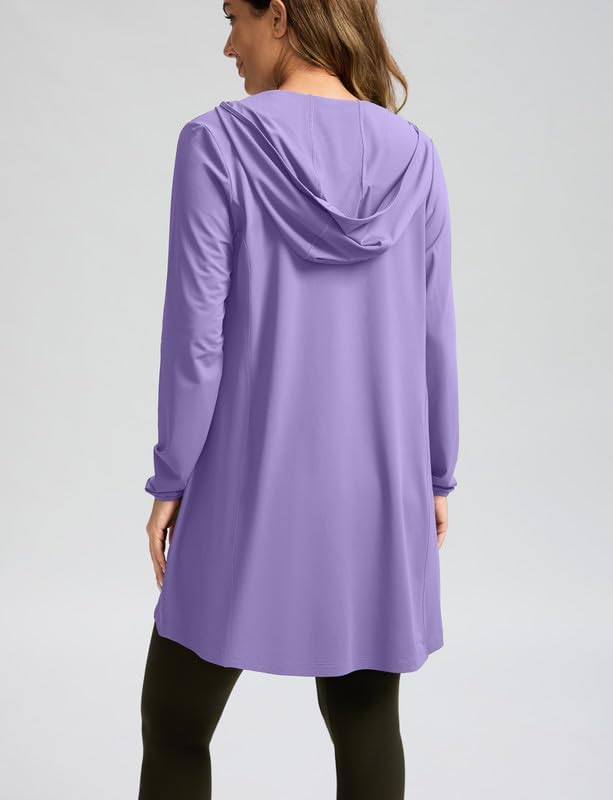 Women's UPF 50+ Swim Cover Up Sun Protection Hoodie Long Jacket SPF Lightweight Beach Cover Ups for Women - Image 2