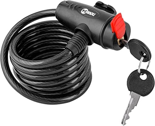 Nove54 Cadeado para Bicicleta 150 cm com Chave, Preto