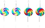 Colorful Rainbow Lollipop Dangle Earrings Sweet Lovely Swirl Lollipop Candy Pendant Drop Earrings...