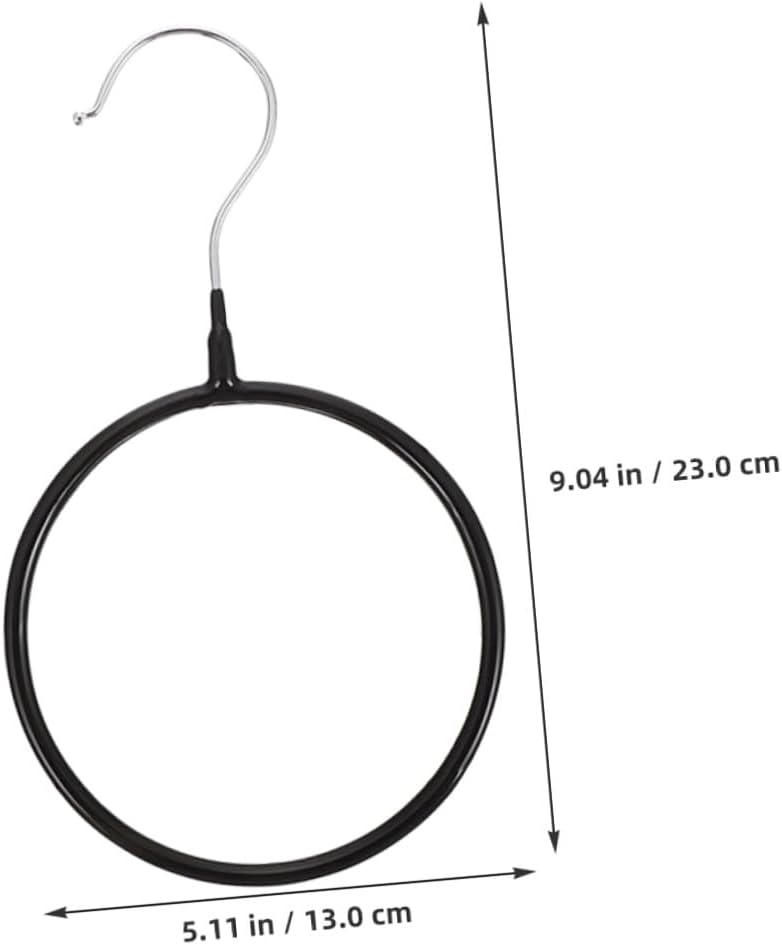 Zerodeko 10pcs Heavy-Duty Scarf Organizer Rings Black Plastic-Coated Iron Scarf Holder and Tie Hanger for Closet Storage Multi-Functional Neckwear Rack for Belts and Neckties in Bedroom Or
