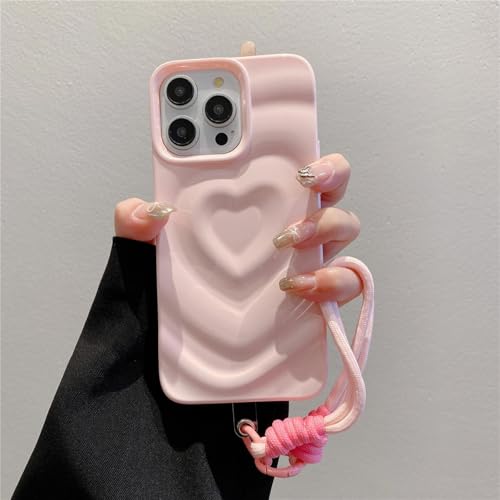 Dragonne en silicone souple pour iPhone 14 Pro Max rose