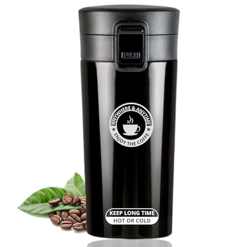 Darkpyro Coffee Mug with Leak Proof Lid,Travel Mug,380ml (Pack of 1) Black (B0CX943BMH) Amazon Price History, Amazon Price Tracker