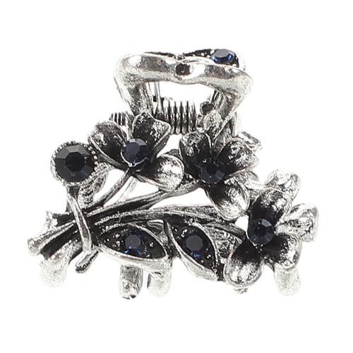 minkissy Rhinestone Hair Clips - Bow Claw Clips, Mini Antique Silver Hairpins for Women