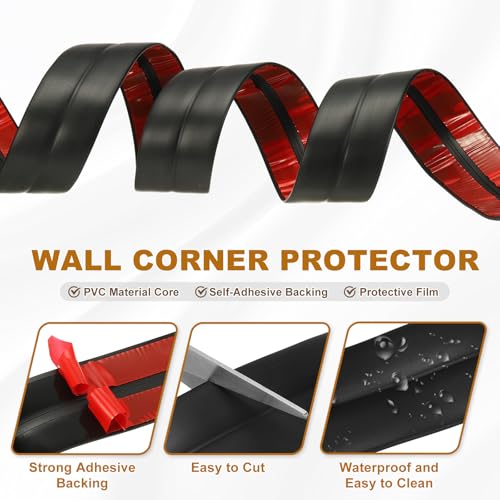 Protection d'angle murale adhésive noire 4,1cm x 3m pour bords - 4