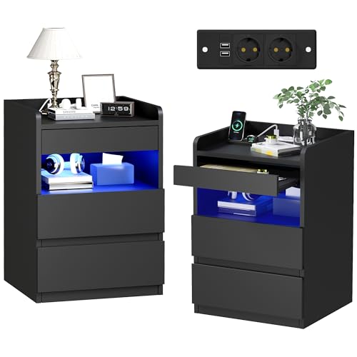 BEWISHOME Set di 2 Comodino,con Scomparto...