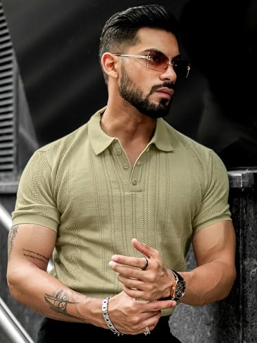 Image of Maniac || Mens || Solid Textured || Polo Neck || Half Sleeve || Cotton || Polo T-Shirt