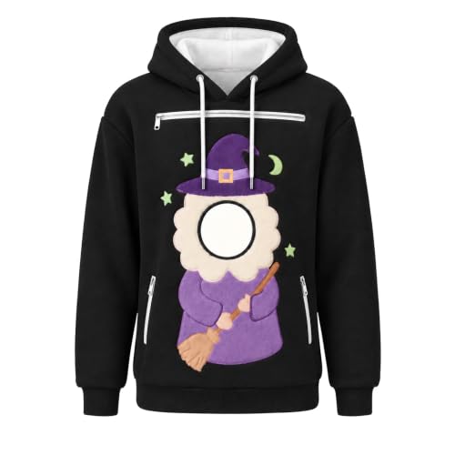 Halloween Cat Hoodie For Men,Pet Carrier Pouch Hoodies,Witch Cat Pullover - image 1
