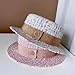 Women’s Tweed Fedora Hat Pearls Trim Flat Top Autumn-Winter Textured Cap European Fashion Style