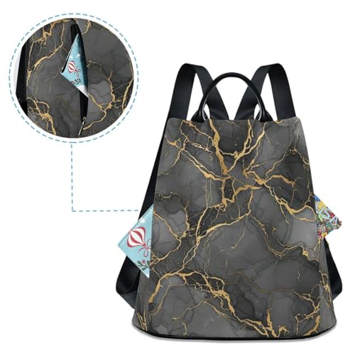 Mochila antirrobo mujer bolso mochila negro gris estampado mármol moda 4