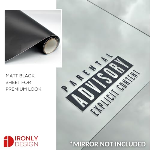 Image of Sticker for Glass & Mirrors| Minimal Vinyl Decal for Bedroom Bathroom & Cafe | Self-Adhesive Waterproof Quote Aesthetic Mirror Sticker | No Mirror Included (Parental Advisory, Medium, Matt Black)