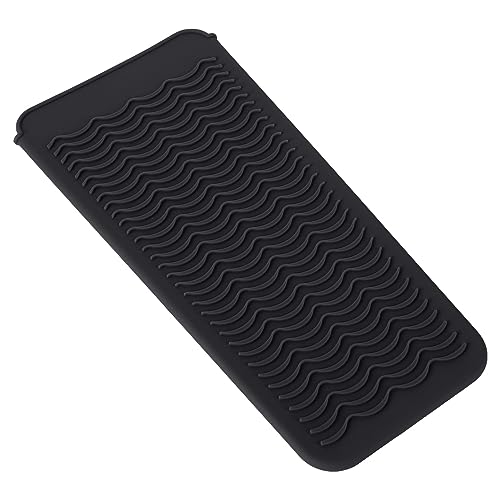 Bolsa resistente al calor de silicona para plancha de pelo, rizador y herramientas de afeitado, con superficie antideslizante, bolsa de viaje negra miniatura 3