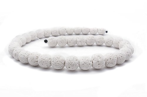 Coloured Lava Stone Beads Round Rock Beads Volcanic Gemstone Loose Beads for Necklace Bracelet Jewelry Making Finding (White