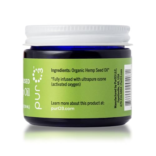 PurO3 Fully Ozonated Hemp Oil - Pure, Natural, Skin Care for Face & Body from Ozonated, Oxygenated Hemp Oil - Glass Jar, 2 oz