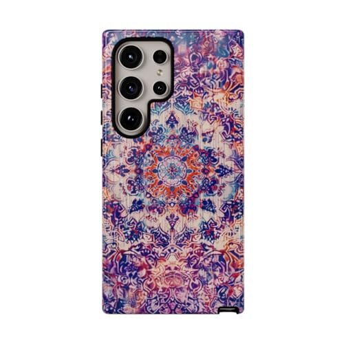Coque Samsung S24 Ultra violette rigide brillante à motif tapis oriental psychédélique