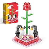HitToys Rose Valentines Flower Building Blocks Set, 281+PCS Red Bouquet Flowers Mini Blocks Kit Birthday Gifts for Adult Women Teens Indoor Home Office Valentine's Day Decor