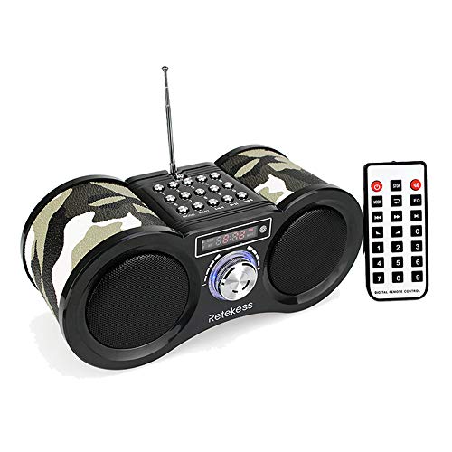 Professionelle Tragbares Mini-Radio, FM Radio Stereo Digital Radio Receiver Lautsprecher MP3-Musik-Player USB-TF-Karte Camouflage + Fernbedienung
