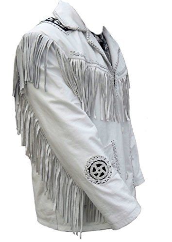 Classyak Western Cowboy Real Leather Jacket, Fringed & Beaded2