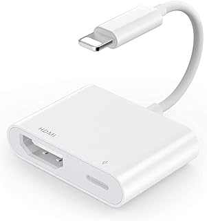 [ Apple MFi Certified ] iPhone to HDMI Adapter, Plug & Play 1080P Screen Converter with Lightning to HDMI Port, iPhone to HDMI Adapter Compatible with iOS Devices for Projector/Monitor/TV etc