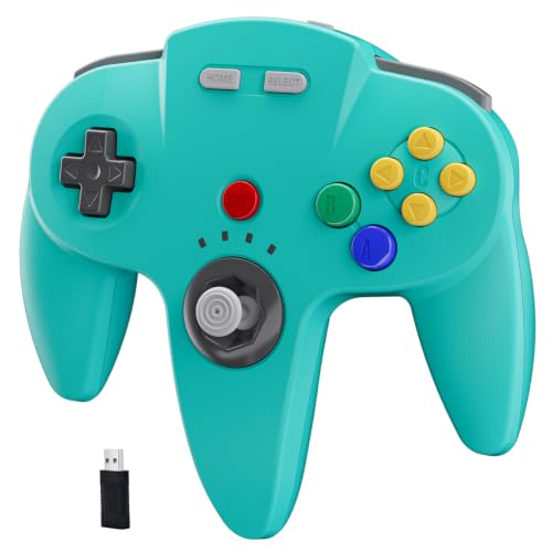 Image of KIWITATA 2.4GHZ Wireless USB N64 Controller Remote Joystick for Switch Online(1,2)& Windows XP 7 8 11& Raspberry Pi 3 Turquoise