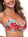 RELLECIGA Women’s Push Up Bikini Top Criss Cross Underwire Swimsuit Top for Women(Blue Floral,Large)