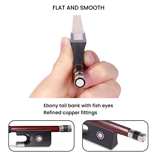 Adm 4/4 Full Size Student Violin Bow, Well Balanced Handmade Brazilwood Bow With Horsehair, Ebony Frog With Pearl Eye And Pearl Slide, Brown #TOP5