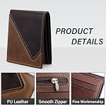 Mens Leather Wallets, Minimalist Compact Bifold Wallet, Slim Card Wallet with Coin Pocket and Multiple Card Slots (Coffee)