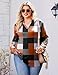 IN'VOLAND Plus Size Plaid Shirt for Womens V Neck Basic Tees Blouses Dressy T-Shirts Fall Shirts Casual Long Sleeve Tunic Tops Orange