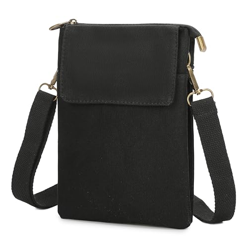 Velugan Small Crossbody Phone Purse Cellphone Wallet Bag Small Crossbody Lightweight Shoulder Bag For Women And Girls Gifts (Canvas black)