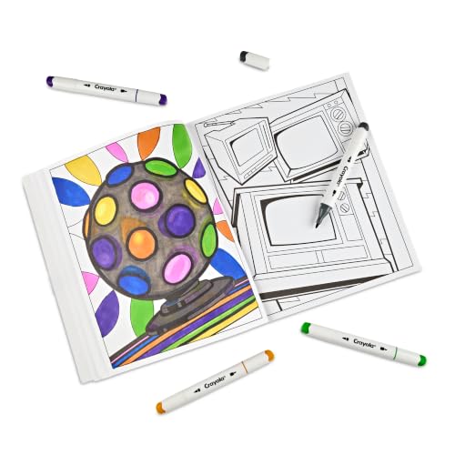 Crayola I Feel Old Adult Coloring Book, 32pg Nostalgic 90s & 00s Designs, Alcohol Marker Friendly Paper, Mindful ScreenFree Activity for Adults, Millenial Gifts - image 2