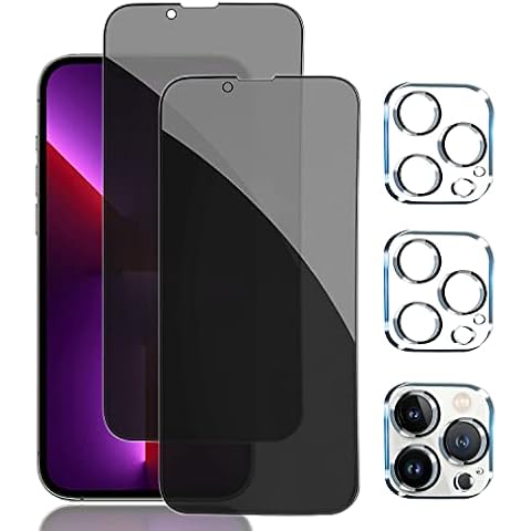 pehael [2+2 Pack iPhone 13 Pro Max Privacy Screen Protector with Camera Lens Protector Full Coverage Anti-Spy Tempered Glass Film 9H Hardness Upgrade Edge Protection Easy Installation Bubble Free Cover