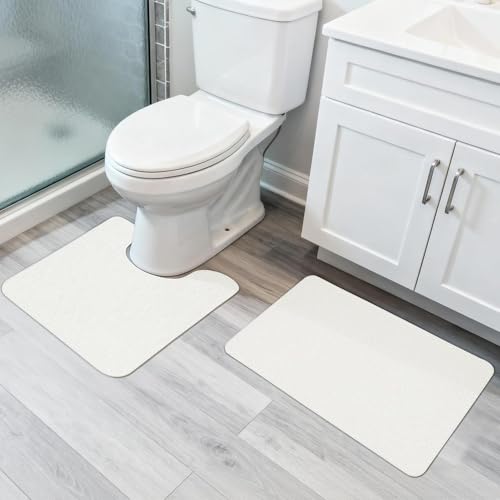 Bathroom Rugs Set 2 Pieces,Thin Bathroom Mats,Toilet Rugs,Quick Dry,Non-Slip,Machine Washable,Low Pile,Absorbent Bath Mats,Shower,Sink,Home Decor Acce