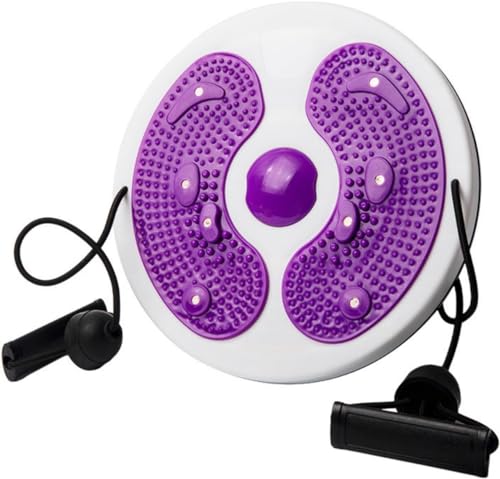 Waist Whisper Waist Twisting Disc, Adjustable Twist Exercise Disc with Handles and Drawstring, Waist Slimming Balance Rotating Disc with Massage Foot Sole - Home Fitness Gym Equipment (Purple)