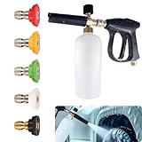 Wzenclave Pistola Hidrolavadora Profesional con Cañón de Espuma 5 Boquillas para Autos y Jardines...