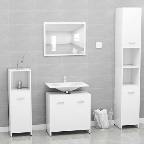 Sophrelle Ensemble de Meubles de Salle de Bain Blanc Bois d'ingénierie,Ensembles de mobilier pour salles de Bains,16.8kg-802579
