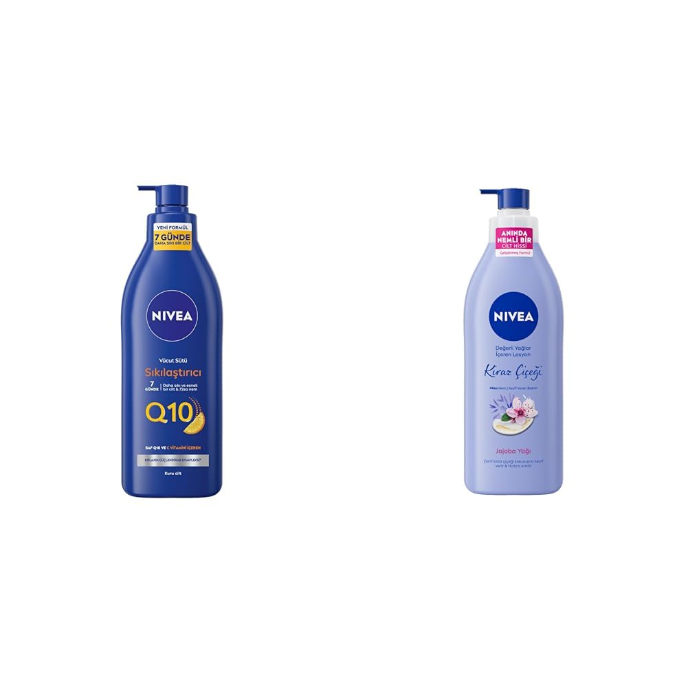 NIVEA Besleyici Sıkılaştırıcı Vücut Sütü 400 ml + Nbody Pump Kiraz Çiçeği Jjojoba Yağı Losyon 400 ml