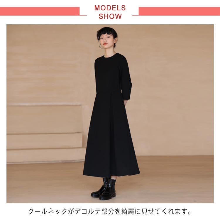 Amazon.co.jp: ワンピース ロング丈 長袖 レディース 黒