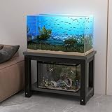 Soporte para acuario de 27.6 pulgadas de alto, soporte de 2 niveles con almacenamiento, material respetuoso con el medio ambiente, marco de acero esmaltado resistente al horno, gran capacidad