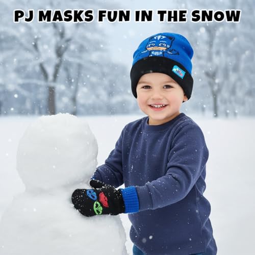 Image of PJ Masks Winter Hat and 2 Pair of Gloves or Mittens Set (Age 2-7)