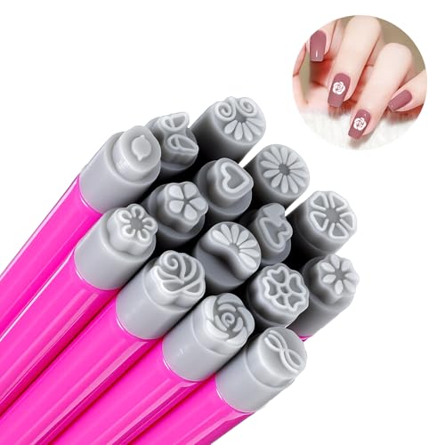 Classicseali 15 sztuk stempli do paznokci, silikonowe pisaki do paznokci, przenośne pisaki do paznokci, 15 wzorów stempli do paznokci, dla kobiet, dziewcząt, do manicure
