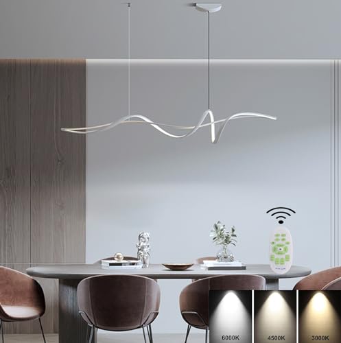 Moderno Lámpara Colgante Techo LED para Salon Mesa de Comedor, LED 60W Lámpara Colgantes Spiral Diseño Regulable Altura Ajustable Oficina Cocina isla Dormitorio Estudio Lámpara de techo (Blanco, L120)