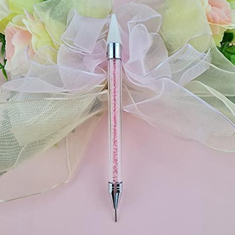 1 Piece Rhinestone Picker Dotting Pen, Dual-ended Rhinestone Gems Crystals Studs Picker Wax Pencil Pen Crystal Beads Handle Manicure Nail Art DIY Decoration Tool (Pink) Cover
