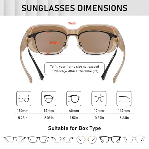 Image of Polarized Sunglasses Over Glasses Women Wrap-Around Glasses Small Shapes Driving Fishing UV400 Protection