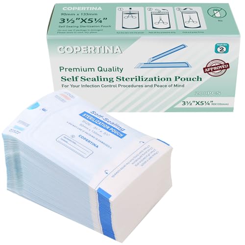 8000 PCs COPERTINA Self Seal Sterilization Pouches 3.5" X 5.25" by Omnia ONE | Dual Indicators, Secure Seal  Sterile, Tear-Resistant, Easy to Use  Ideal for Dental and Medical Instruments