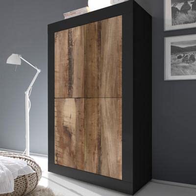 Kasalinea Buffet Haut Moderne Couleur Bois et Noir Ariel 5-L 102 x P 43 x H 162 cm- Noir