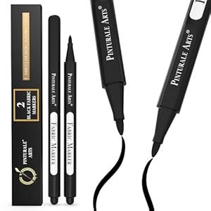 2 marcadores de tela negros para ropa | Bolígrafos de tela para ropa permanente, camisetas, zapatos, lavandería