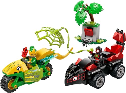 LEGO Marvel Spidey i Super-Kumple Pościg Spina za Electro w Dinopojeździe, Zabawka dla Dziecka, Fana Superbohaterów, Minifigurki Spina i Electro, Prezent dla 4-latka, dla Chłopca i Dziewczynki, 11198