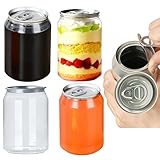 Airosia 8.4 oz Plastic Cups with Lids,Disposable Juice Bottles 200 Pack, Sealable Containers for Boba Milk Tea & Smoothies, Compatible with Can Sealing Machine (Full open-lids)