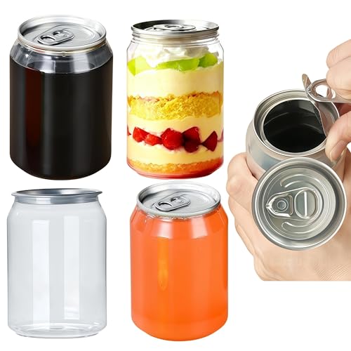 Airosia 8.4 oz Plastic Cups with Lids,Disposable Juice Bottles 200 Pack, Sealable Containers for Boba Milk Tea & Smoothies, Compatible with Can Sealing Machine (Full open-lids)