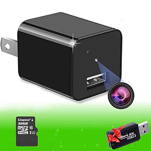 MSTEKI 1080P Mini Charger Spy Camera - with Removable 32G SD Card - Hidden Camera - Nanny Cam - Surveillance Camera 1080 HD - Premium Pack - USB Charger Camera - Motion Detection - Loop Recording