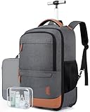 BAGSMART Rolling Travel Backpack,17 Inch Large Roller College Backpack Luggage Carry on with 2 Packing Cubes, Water-Resistant Travel Laptop Backpacks with Wheels for Adults, Gray